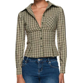 Button Down Fitted Tie Back Shirt